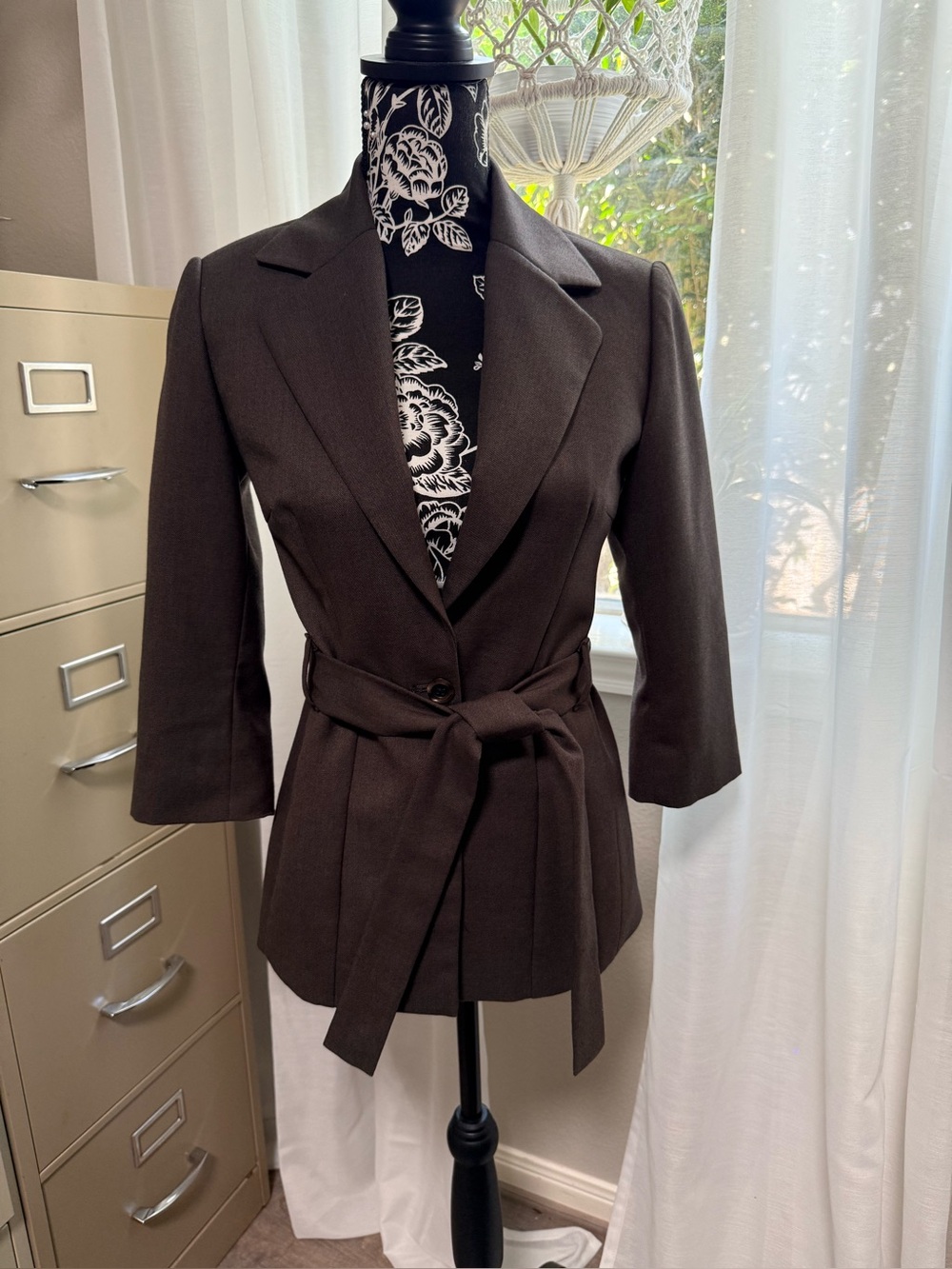 Women’s Dark Brown Belted Tailored Blazer